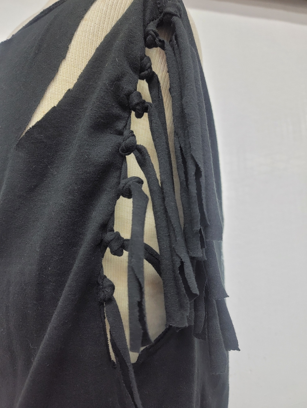 Gothic Skull Fringe Cutout Tee Upcycled - Picture 5 of 7